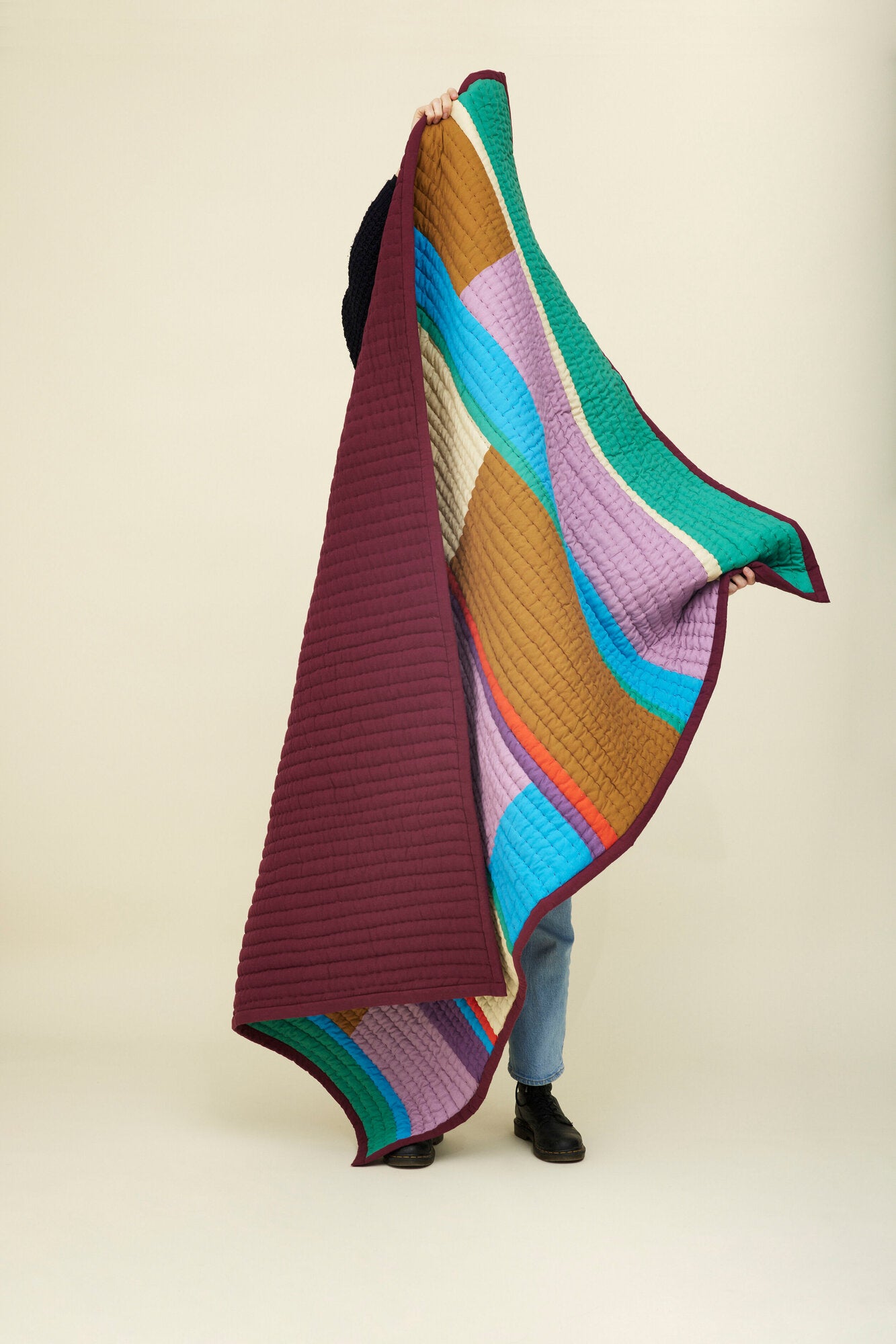 Pavilion tæppe - bordeaux/flerfarvet